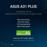 Asus A31 Plus Tg Argb Baltas Atx Pc korpusas - su i&scaron; anksto įdiegtais Argb ventiliatoriais - stiklinis priekinis skydelis - suderinamas su paslėptų prievadų pagrindine plok&scaron;te - 360 mm radiatoriai - 380 mm vaizdo plok&scaron;tės - baltas
