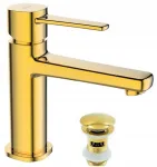 Invena Glamour Auksinis praustuvo mai&scaron;ytuvas su ilgu snapeliu Gold + Cubic Loft kam&scaron;tis