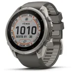&bdquo;Garmin fenix 9 Pro&ldquo; Solar i&scaron;manusis laikrodis &bdquo;inReach&ldquo; 51 mm titano korpusas su akmenukų pilkos spalvos silikonine apyranke