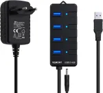 Usb &scaron;akotuvas su maitinimo &scaron;altiniu, vemont 4 prievadų usb 3.0 &scaron;akotuvas usb skirstytuvas aktyvus adapteris ir vienas įjungimo/i&scaron;jungimo jungiklis 1,2 m ilgio kabelis su 5 v/3 a maitinimo &scaron;altinio adapteriu, skirtas pc/ne&scaron;iojamiesiems kompiuteriams i ...