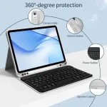 Gkabxy dėklas su klaviatūra, skirtas ipad 11/10 kartai, 11/10.9 colių (2025/2022), lankstus tpu dėklas su ra&scaron;iklio laikikliu, qwertz i&scaron;dėstymas, magnetinė nuimama bluetooth klaviatūra, skirta ipad a16, pilka