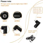 Kuoqiy 65 W Pd Usb C į Dc adapterį, Dc lizdas 3.5 x 1.35 mm įvestis į Usb C Type C kampinis 90 laipsnių maitinimo ki&scaron;tuko įkrovimo adapteris, Dc į Usb Type C maitinimo ki&scaron;tuko įkrovimo adapteris ne&scaron;iojamam mobiliajam telefonui