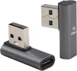 Bivofu 90&deg; kampu usb c adapteris, 3.1 gen 2 male to female itin greitas duomenų perdavimas 10 gbps ir įkrovimas 100 w al-aliuminio lydinys ne&scaron;iojamiesiems kompiuteriams ir usb-c įrenginiams, 2 vnt., pilka