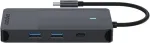 Rapoo Ucm-2005 Usb-c multiport adapteris 10-in-1, 100w Power Delivery, 2x 4k Hdmi, 1gbps Lan, 1 Usb-c ir 2 Usb-a 3.0 duomenų prievadai, Micro Sd/sd atminties kortelių skaitytuvas, Aux