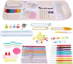 Crochet rinkinys su dėklu, ergonomi&scaron;kų mezgimo rinkinių rankena, adata, nėrimo vą&scaron;eliai, siuvimo ir mezgimo įrankių rinkinys
