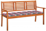 Trivietis sodo suoliukas su pagalve, 150cm, eukalipto masyvas