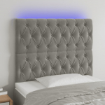 Galvūgalis su LED, &scaron;viesiai pilkas, 100x7x118/128cm, aksomas