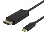 USB-C - DisplayPort kabelisDELTACO 4K UHD, paauksuotos jungtys, 2m, juodas / USBC-DP200-K / R00140015