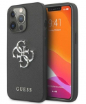 Dėklas GUESS HARD CASE GUHCP13LSA4GSBK IPHONE 13 PRO SAFFIANO METAL LOGO Juodas