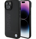 Apple iPhone 15 Plus BMW dėklas odinis Hot Stamp MagSafe (BMHMP15MSLLBK) juodos spalvos
