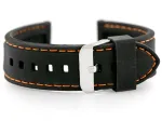 Pacific U20 rubber watch strap - juodas/oranžinis 24mm