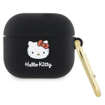 Apple AirPods 3 Hello Kitty Silicone 3D Kitty Head (HKA33DKHSK) ausinių dėklas juodos spalvos