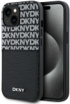 DKNY PU Leather Repeat Pattern Card Pocket dėklas telefonui Apple iPhone 15 juodos spalvos