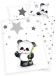 MCU Patalynė bawełniana 100x135 Panda gwiazdki białą pilka do ł&oacute;żeczka 2023