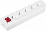 Elgotech Prailginimo laido lizdas x 5 su įžeminimu ir jungikliu, baltas GN-50W