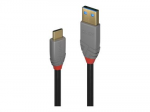 USB Laidas - LINDY Anthra Line USB 3.2 Type A į C Laidas, M/M, 10Gbps, 2 m, Juodas