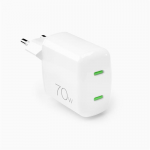 Akyga Įkroviklis Puro GaN 70W 2xUSB-C, baltas
