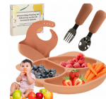 Vaiki&scaron;kas silikoninių indų rinkinys, oranžinis, 4 vnt.