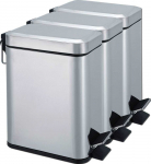 Accessory Metalinė popieriaus pintinė su dangčiais ir pedal. Priedas 15L/3 skyriai chromuotas
