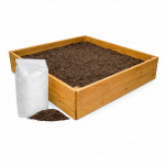 Medinė lysvė, 80x80x27cm su biožeme ir geotekstilės patiesalu, ruda