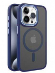 Dėklas iLike Apple iPhone 15 DUAL METAL FRAME MAGSAFE CASE Mėlyna