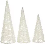 Beliani 3 dekoracinių figūrėlių rinkinys ROSAN Eglutė 40/50/60 cm Balta