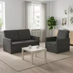 Sofa Sofos komplektas 2 vnt. Tamsiai pilka Kordūrinis audinys