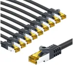 Goobay RJ45 kabelis krosowy CAT 6A S/FTP (PiMF), 500 MHz, su CAT 7 kable surowym, 3 m, juoda, komplektas 10 - Długość kabla 3 m (RB69415)
