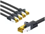 Goobay RJ45 kabelis krosowy CAT 6A S/FTP (PiMF), 500 MHz, su CAT 7 kable surowym, 2 m, juoda, komplektas 5 - Długość kabla 2 m