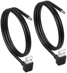 Cerrxian 2 vnt. trumpas 4 kontaktų plikas Usb A Male kabelis, 90 laipsnių 24awg Usb 2.0 Male į pliką kabelį, atviro galo maitinimo ir duomenų pakeitimo remonto ilgintuvas, 0,5 m (up)
