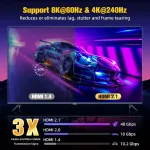 Yuetuol 8k hdmi kabelis 2 m, hdmi 2.1 kabelis 48 gbps didelės spartos 8k @ 60 hz hdmi kabelis 4k @ 120 hz 7680p earc hdcp 2.2 ir 2.3 dts:x dynamic dolby hdr, suderinamas su ps5 x-box hdtv monitoriumi