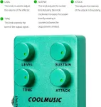 Coolmusic C-cs01 kompresoriaus pedalas, gitaros kompresijos efektas elektrinei gitarai ir bosui, true bypass