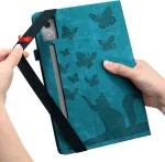 Auslbin reljefinis dėklas, suderinamas su Lenovo Idea Tab Pro 12.7, drugelių ir kačių tematikos retro Pu odinis plan&scaron;etinio kompiuterio apsauginis dėklas, skirtas Lenovo Idea Tab Pro/p12 2025, žalias