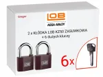6 Raktų. 2 x Lob Kz50 stumdoma spyna + 6 dideli raktai, sistema