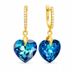Diamond Sky Jewelry Sidabriniai auskarai moterims DiamondSky &bdquo;Romantic Heart III (Bermuda Mėlyna)&ldquo; su Swarovski kristalais