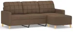 Fotelis Trivietė sofa su pakoja, rudos spalvos, 180cm, audinys