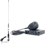 CB PNI ESCORT HP 6500 ASQ radijo stoties komplektas, RF stiprinimas, 4W, 12V + CB PNI S75 antena su 7-9 km kabeliu ir stacionariu laikikliu