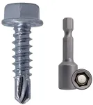 (350 vnt. pakuotė) Din 7504 K cinkuoto plieno 4.2 x 16 mm sraigtai, savaime gręžiantys sriegikliai su &scaron;e&scaron;iabriaune galvute ir poveržle (350, 4.2 x 16 mm)