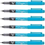 Pilot rinkinys, 6 veltinio ra&scaron;ikliai V-sign, nailono galiukas, linijos plotis 0,6 mm, turkio spalvos ra&scaron;alas