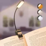 Gritin skaitymo lempa su spaustuku knygai, Usb C įkraunama knygos lempa su 16 Led, 3 spalvų temperatūros režimai (balta/gintarinė/mi&scaron;ri), tolygus ry&scaron;kumas, 360&deg; lankstus naktiniam skaitymui lovoje