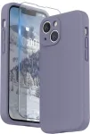 Surphy dėklas, suderinamas su iphone 13 mini, silikoninis dėklas su ekrano apsauga, telefono dėklas iphone 13 mini su kameros apsauga, iphone 13 mini apsauginis dėklas 6.1 colio 2021, levandų pilka