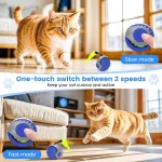 Starnearby Speedy Tail 3.0 interaktyvus žaislinis kamuoliukas katėms, elektrinis interaktyvus žaidimų kamuoliukas katėms, savaranki&scaron;kai dirbančių kačių kamuoliukas su 2 keičiamomis uodegėlėmis (mėlynas)