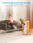 Midea Ny1507-22m alyvos radiatorius 1500 W energiją taupantis tylus elektrinis &scaron;ildytuvas su 7 briaunomis, termostatas, 3 &scaron;ildymo nustatymai, apsauga nuo apvirtimo ir perkaitimo, eco režimas, greitas &scaron;ildymas ir ne&scaron;iojamas, baltas