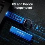 Kingston Ironkey klaviatūra 200 Type-a &scaron;ifruotas Usb atmintukas su aparatiniu &scaron;ifravimu Fips 140-3 Level 3 (laukiantis) su Xts-aes 256 bitų aparatiniu &scaron;ifravimu - Ikkp200/128gb, mėlynas