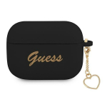 Apple AirPods Pro Guess silikoninis Charm Heart Collection (GUAPLSCHSK) ausinių dėklas juodos spalvos