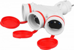 KEL Ki&scaron;tukinis skirstytuvas 3 lizdai be 16A 250V IP54 pilka/raudona GN-X3/54 W-01151