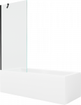Vonia Mexen Cubik su apdaila ir stiklo sienele, 160x70 cm + 80 cm, Baltas+Juodas/Transparent