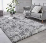 Rebiko Purus pliu&scaron;inis kilimas &scaron;viesiai pilkas 100x150 cm pūkuotas mink&scaron;tas kailinis