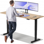 Elektrinis Reguliuojamo: Auk&scaron;čio stalas Desktronic HomePro Bambukas/Juodas, 200x80cm, Dvigubas motoras, USB ir USB-C įkrovimo lizdai