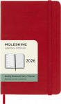 Kalendorius-užra&scaron;ų knygutė Moleskine 2026 9x14cm, savaitė, kietas vir&scaron;elis, raudonos spalvos